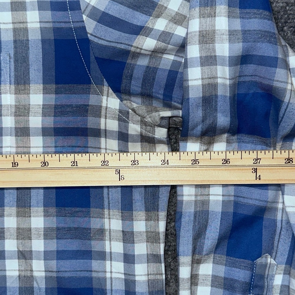 UNTUCKit Men's Plaid Button-Down Shirt Blue Gray Check‎ 100% Cotton Long Sleeve - Picture 3 of 10